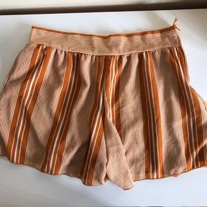 Burnt Orange Striped Flowy Shorts